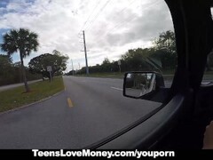 TeensLoveMoney - Busty Babe Gets Towed, Fucked And Paid! Thumb