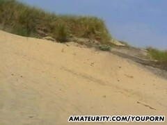 Amateur blonde girlfriend sucks and fucks on the beach Thumb