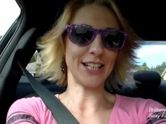 Hot Blonde Brittany Lynn Fingering and Masturbating While Driving in Car Thumb