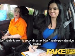 Fake Driving School Busty lesbian ex-con eats hot examiners pussy on test Thumb