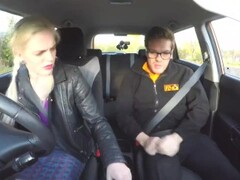 Fake Driving School Sexy busty posh blonde examiner sucks and fucks in car Thumb