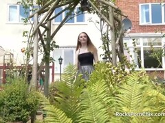 Pale redhead in stockings fucked outdoors Thumb