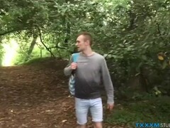 Twink pervert has solo anal play in the woods and strokes Thumb