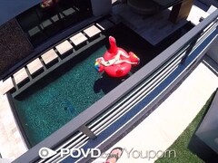 POVD Outdoor pool FUCK with TASTY mouth creampie Thumb