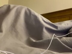 Under the covers masturbating while friend in same room. Hot cumming straight guy wanking, cumshot Thumb