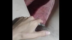 I locked myself in the bathroom so that no one would come in and see me masturbating my hairy pussy  Thumb